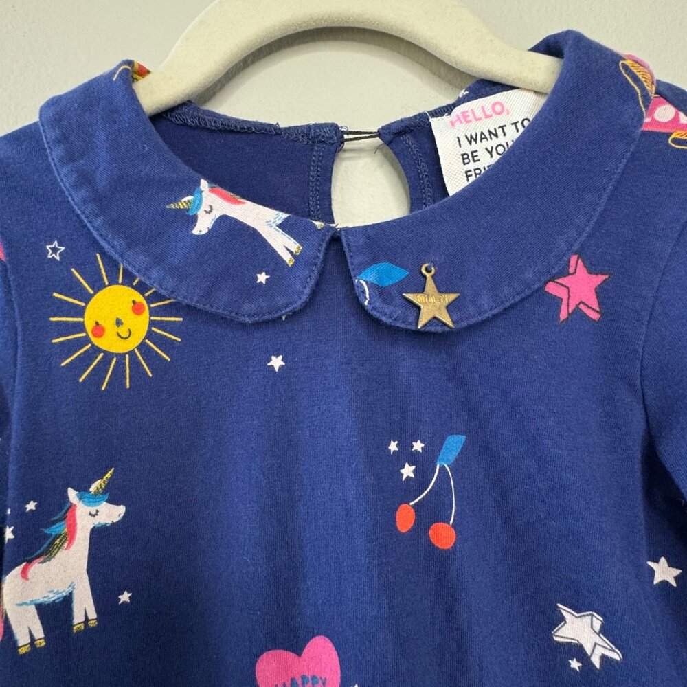 MIM-PI Unicorn & Rainbow Dress Girls 3 98 Tulle Skirt Peter Pan Collar Toddler - Picture 3 of 9